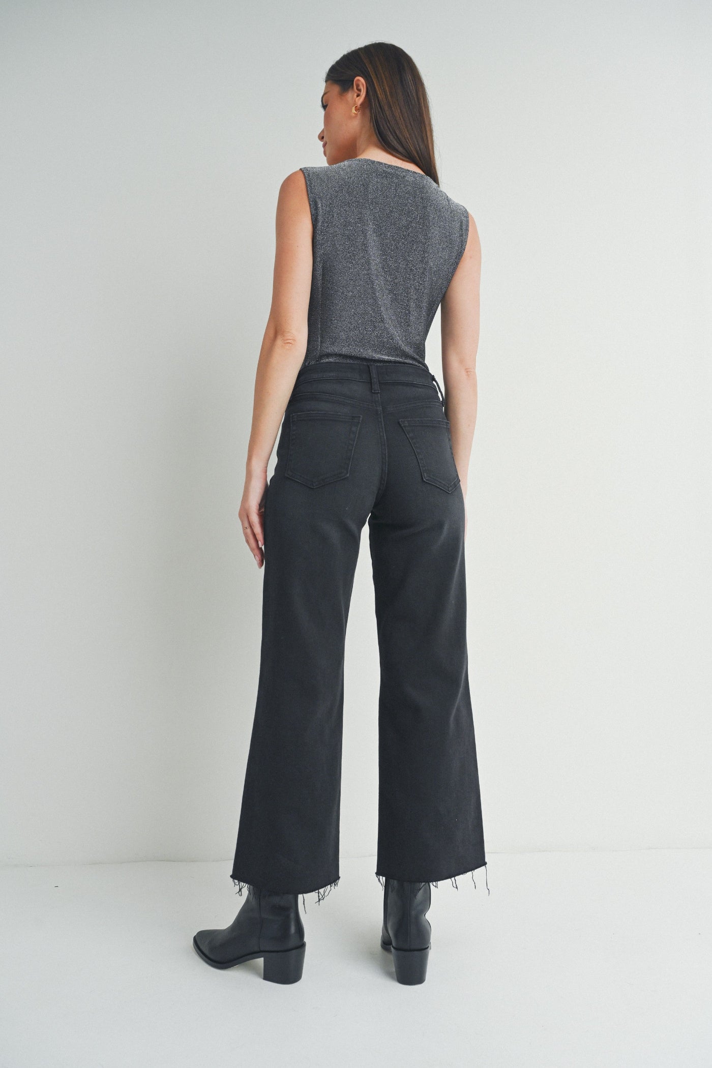 JUST BLACK DENIM BLACK WASH SLIM WIDE LEG JEANS