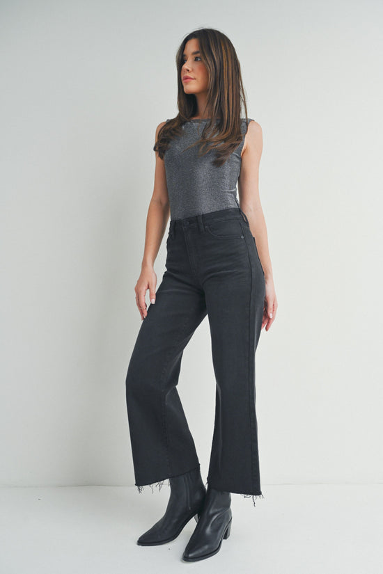 JUST BLACK DENIM BLACK WASH SLIM WIDE LEG JEANS