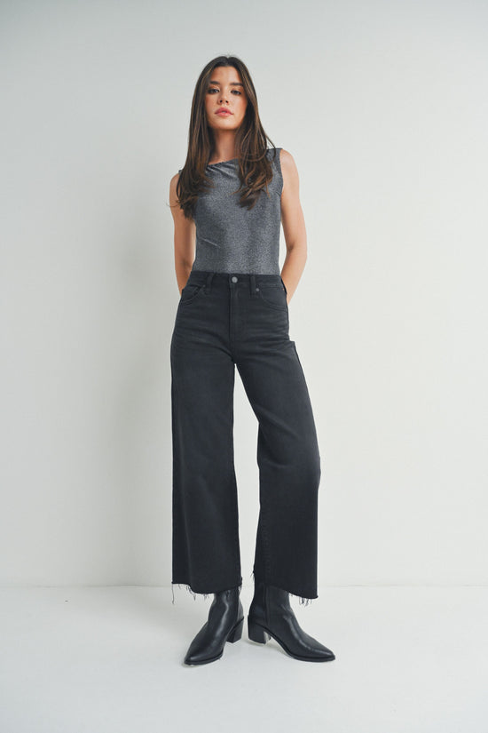 JUST BLACK DENIM BLACK WASH SLIM WIDE LEG JEANS