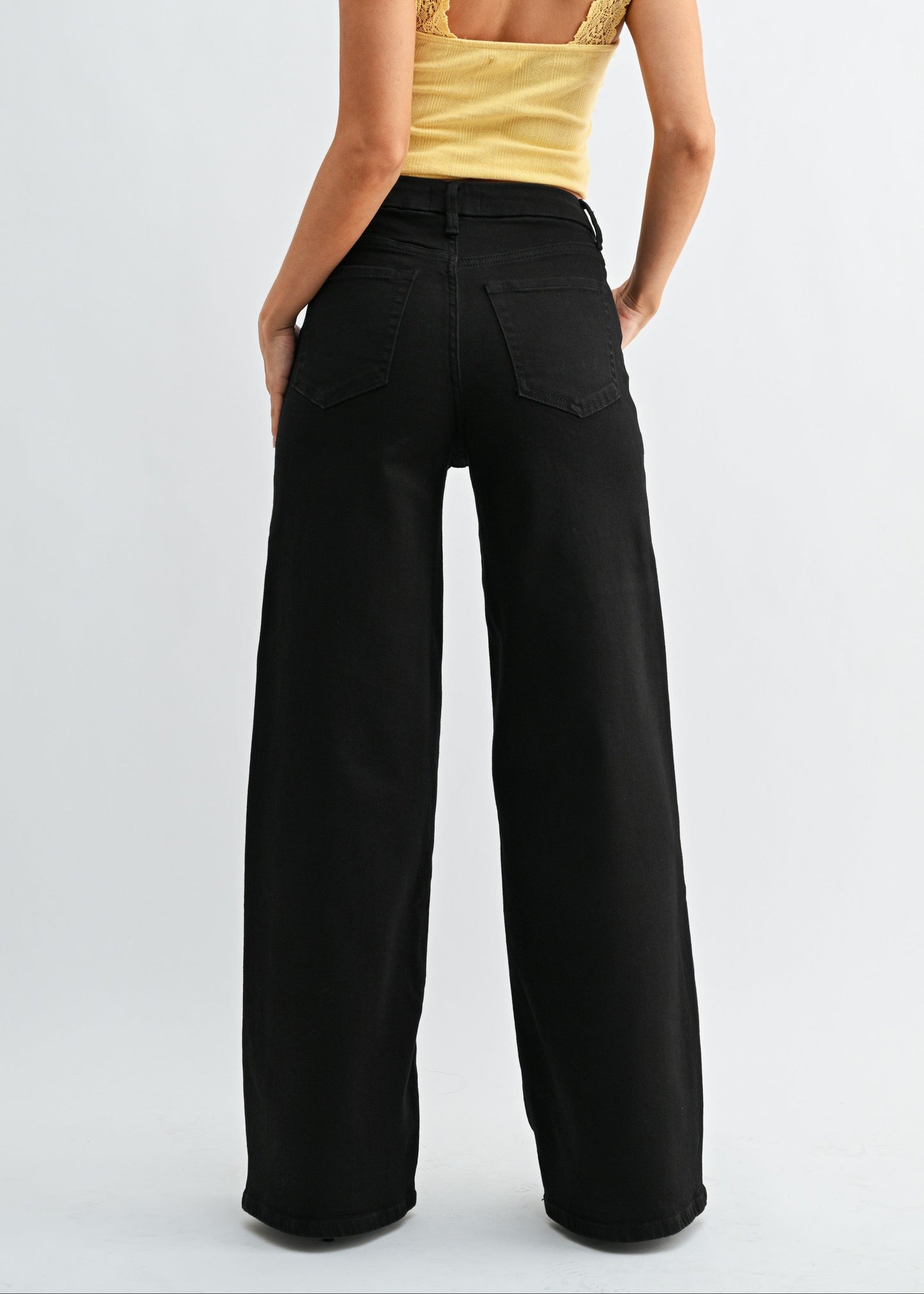 BLACK PALAZZO WIDE-LEG JEANS