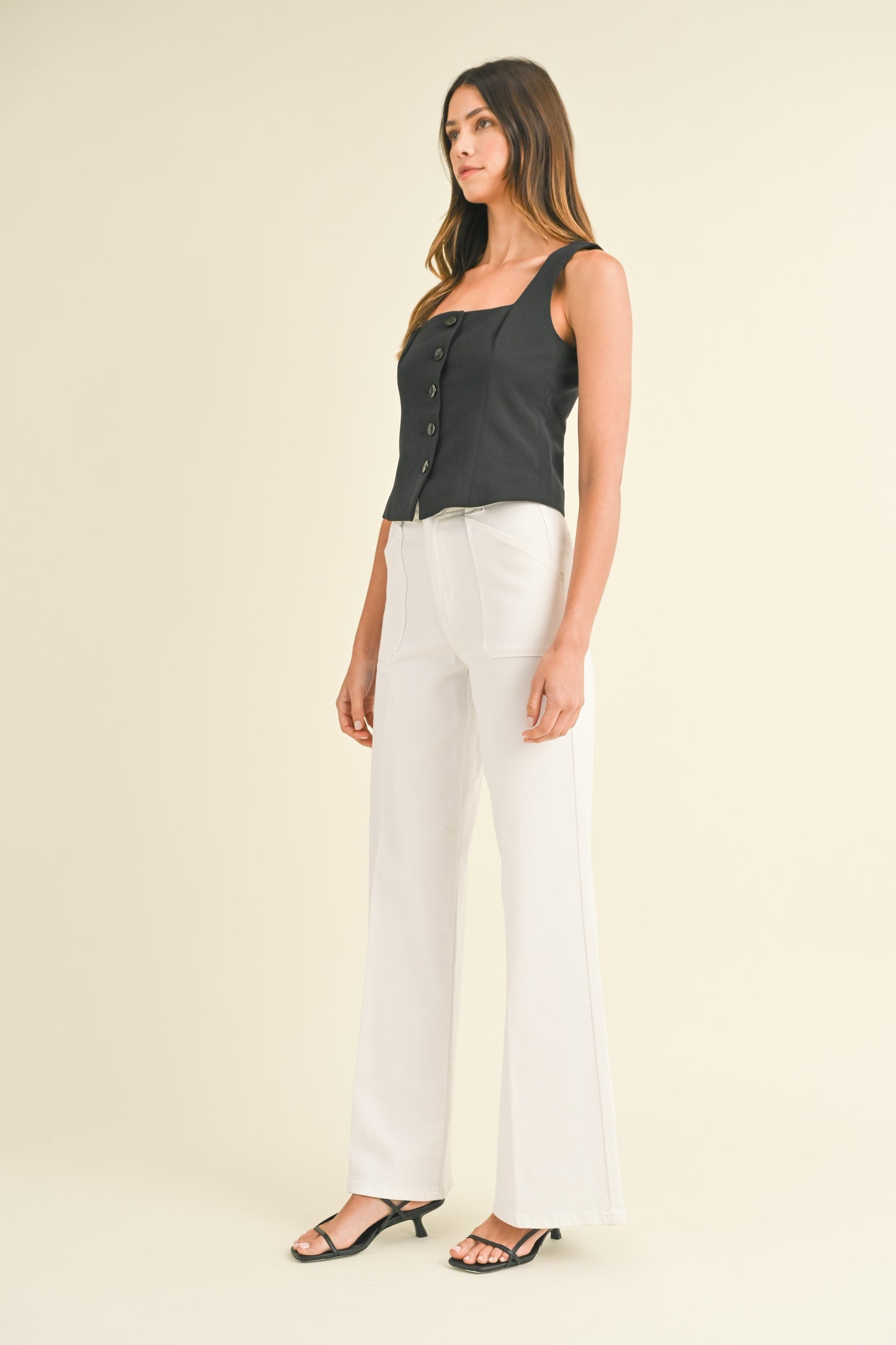 JUST BLACK DENIM PATCHWORK DENIM JEANS CHIC