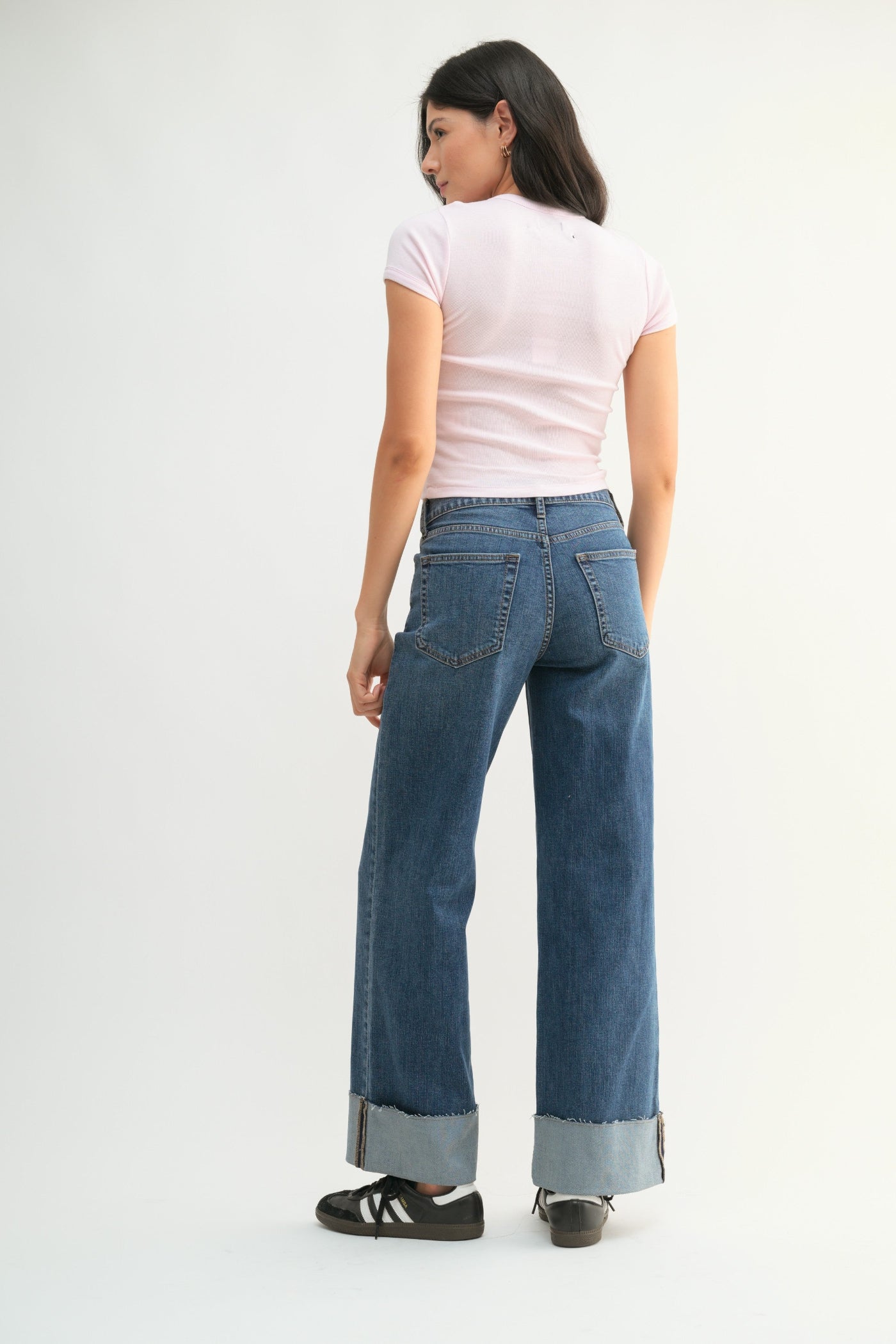 JUST BLACK DENIM CUFFED WIDE ANKLE – VINTAGE DARK DENIM