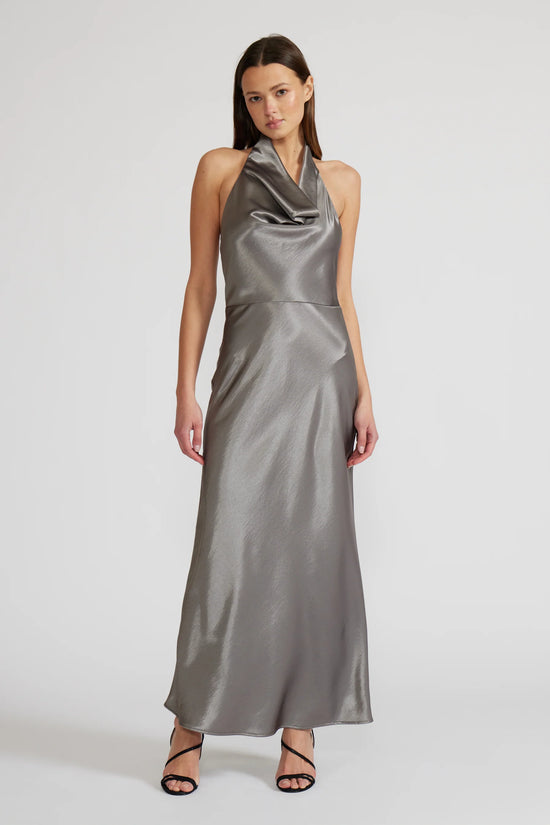 SATIN HALTER DRESS