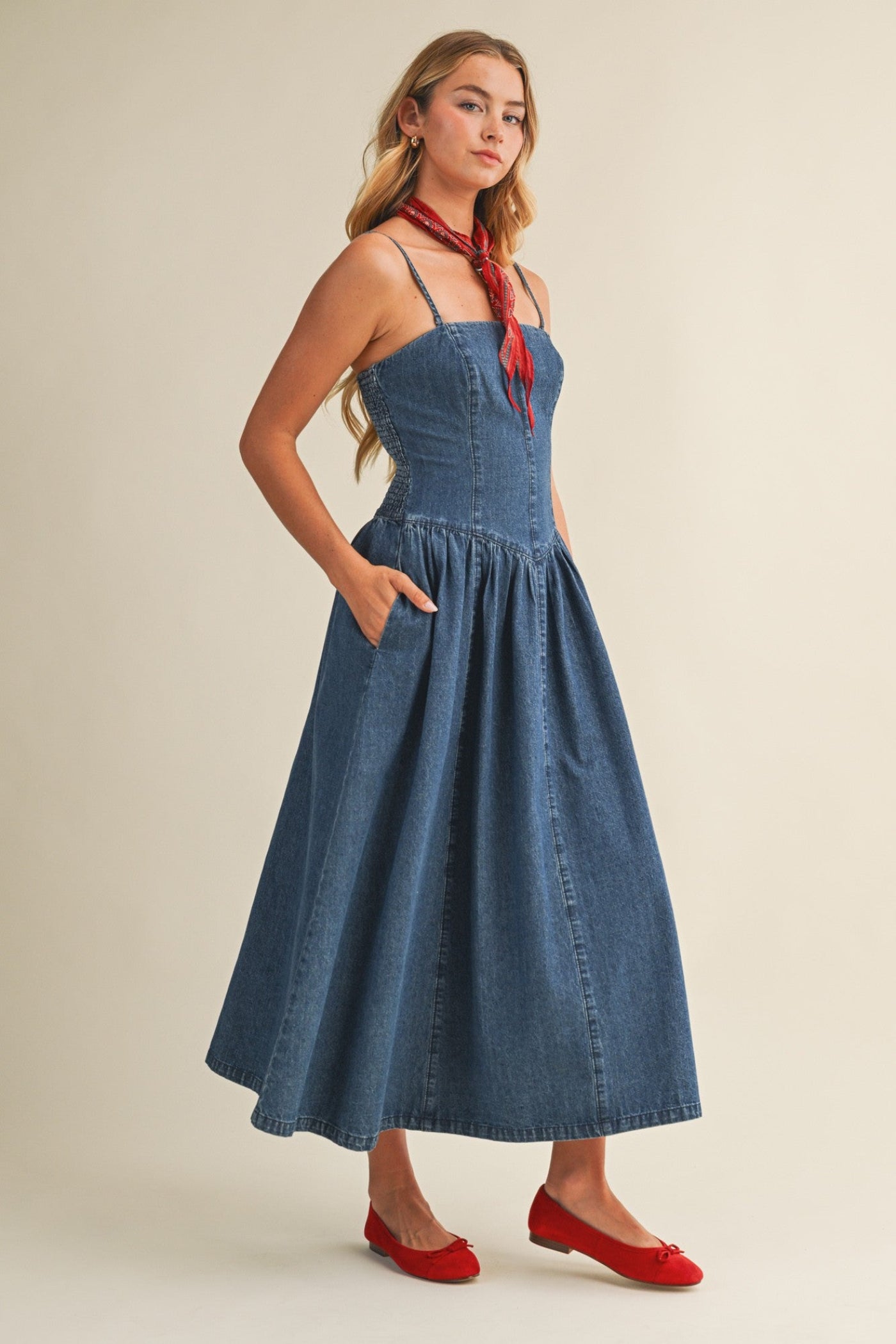 KENDALL DENIM MIDI DRESS