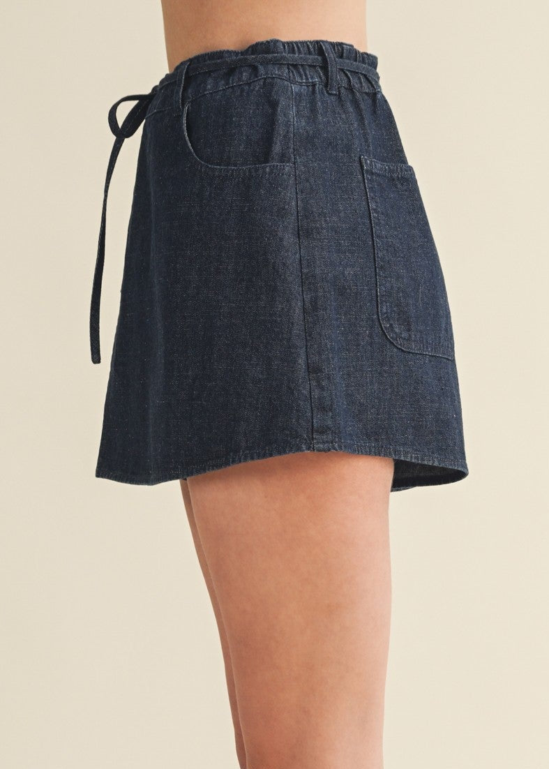DANIELA OVERLAP DENIM SKORT