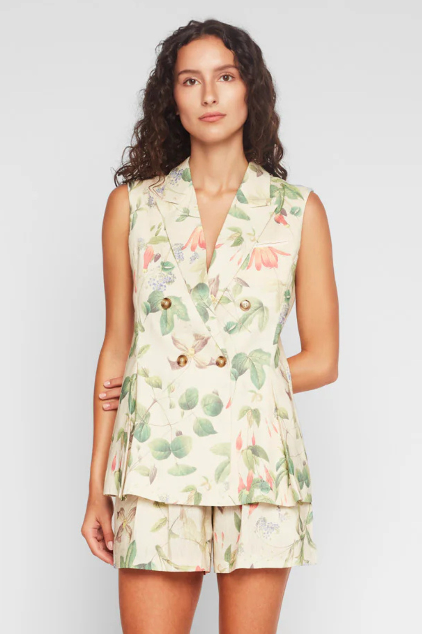 FLORA FLORAL BLAZER VEST