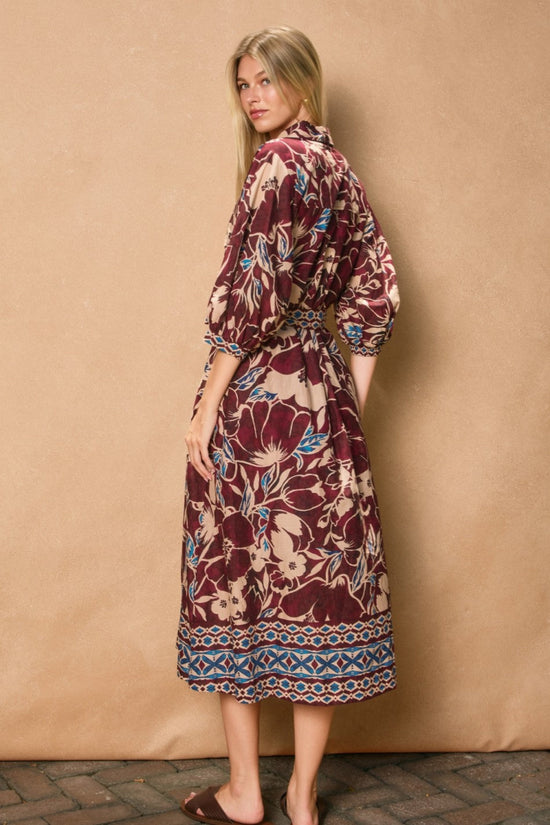 DRESS FORUM LONGLINE FLORAL SHIRT MIDI DRESS