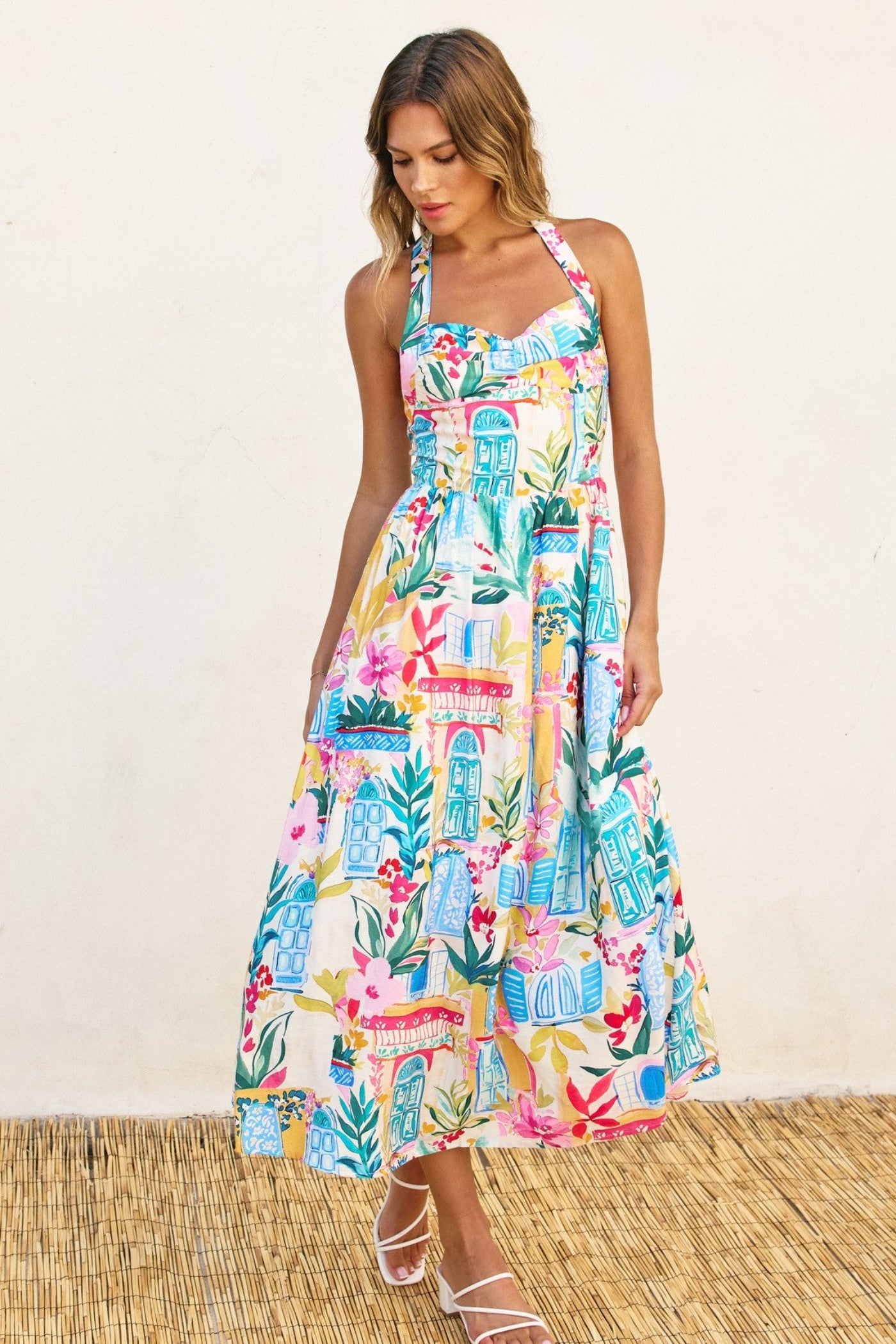 DRESS FORUM HALTER TOP DRESS PRINT VACATION 