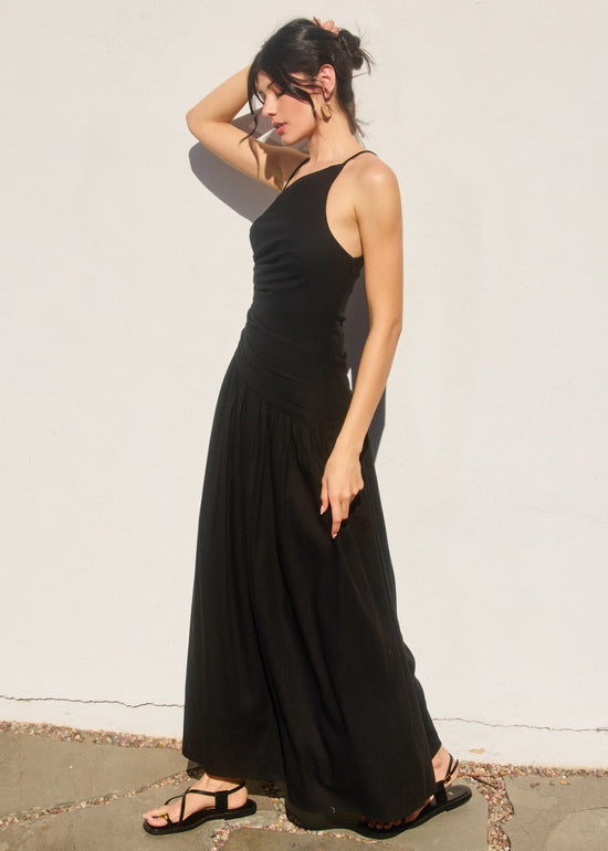 ELLE DROP WAIST RUCHED MAXI DRESS