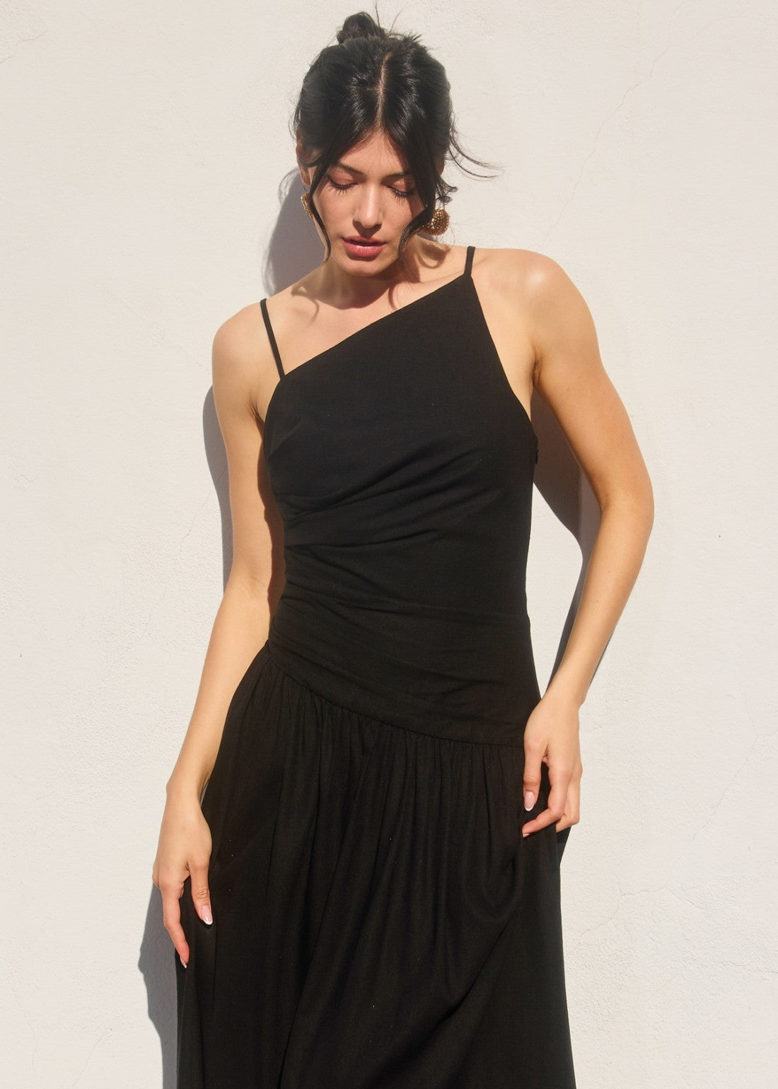 ELLE DROP WAIST RUCHED MAXI DRESS