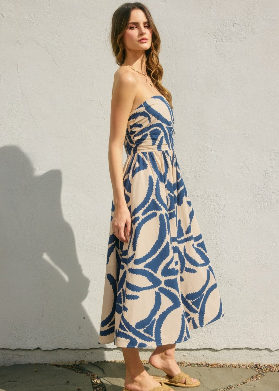 VIDYA STRAPLESS MIDI DRESS