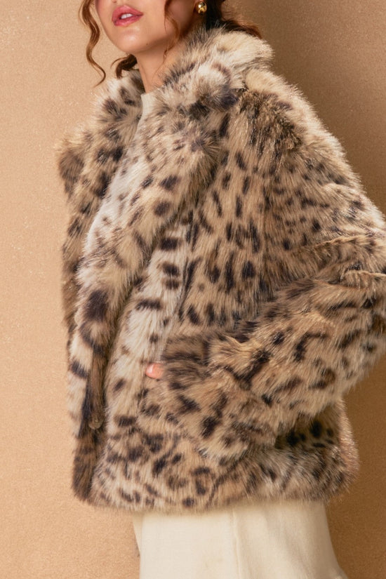FAUX FUR ANIMAL PRINT JACKET