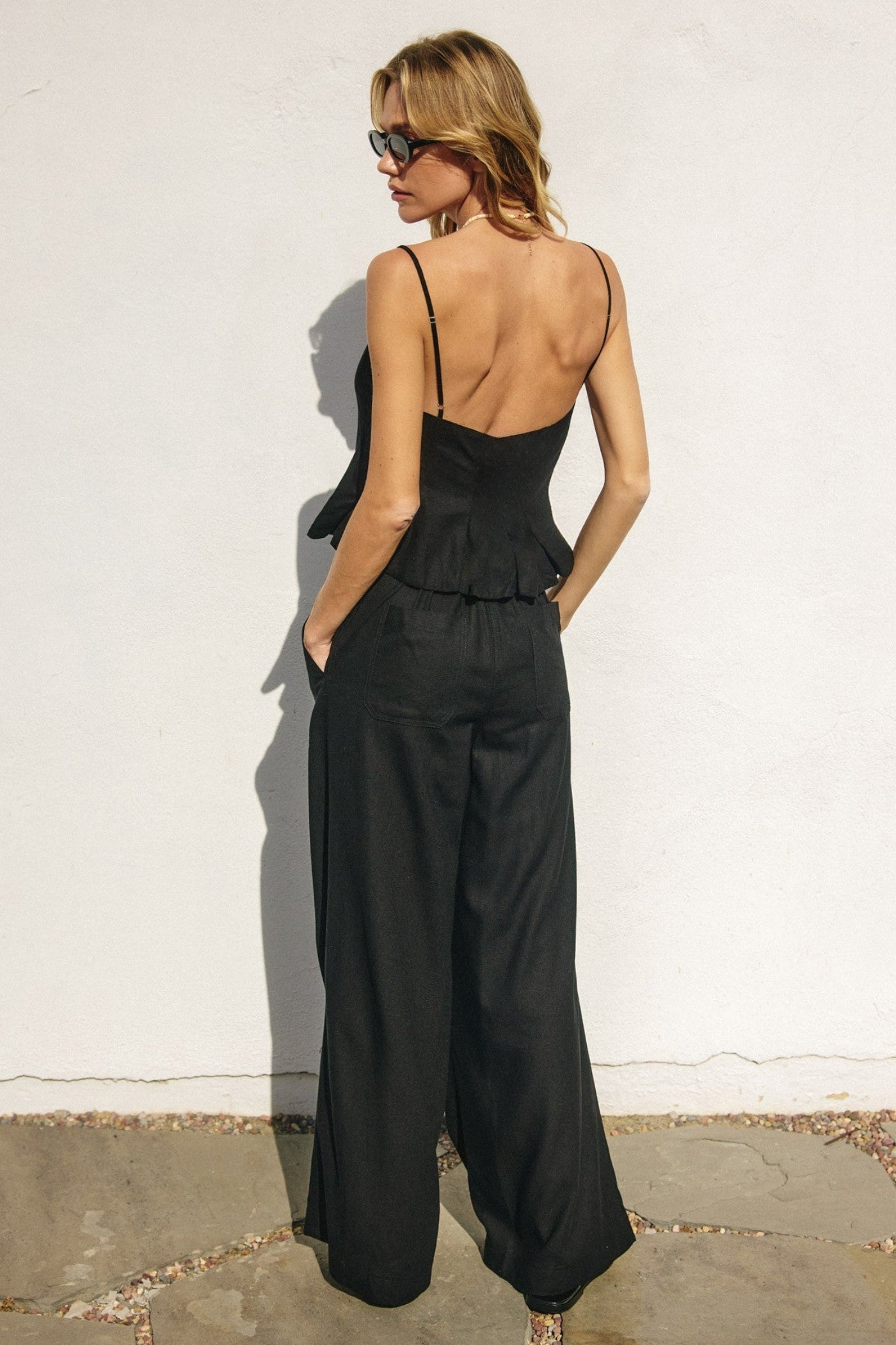 DRESS FORUM HEAVEN SENT BLACK WIDE LEG BELTED PANTS – EFFORTLESS ELEGANCE IN A COTTON-LINEN BLEND