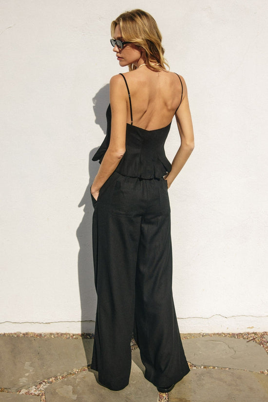 DRESS FORUM HEAVEN SENT BLACK WIDE LEG BELTED PANTS – EFFORTLESS ELEGANCE IN A COTTON-LINEN BLEND