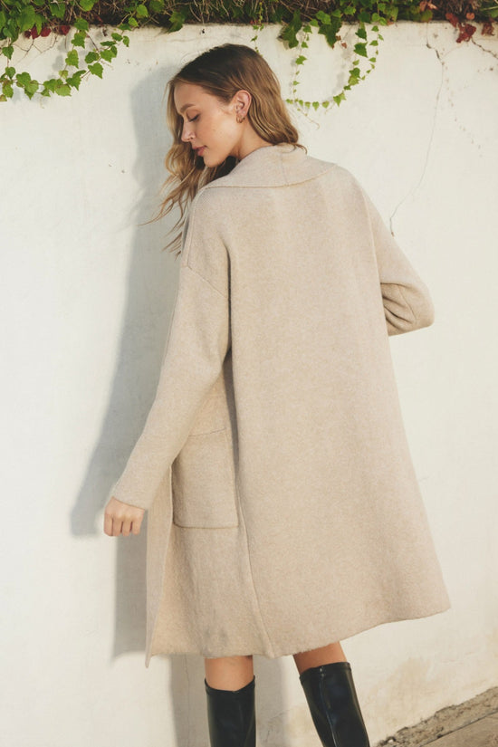 DRESS FORUM COZY LONG CARDIGAN – TAUPE