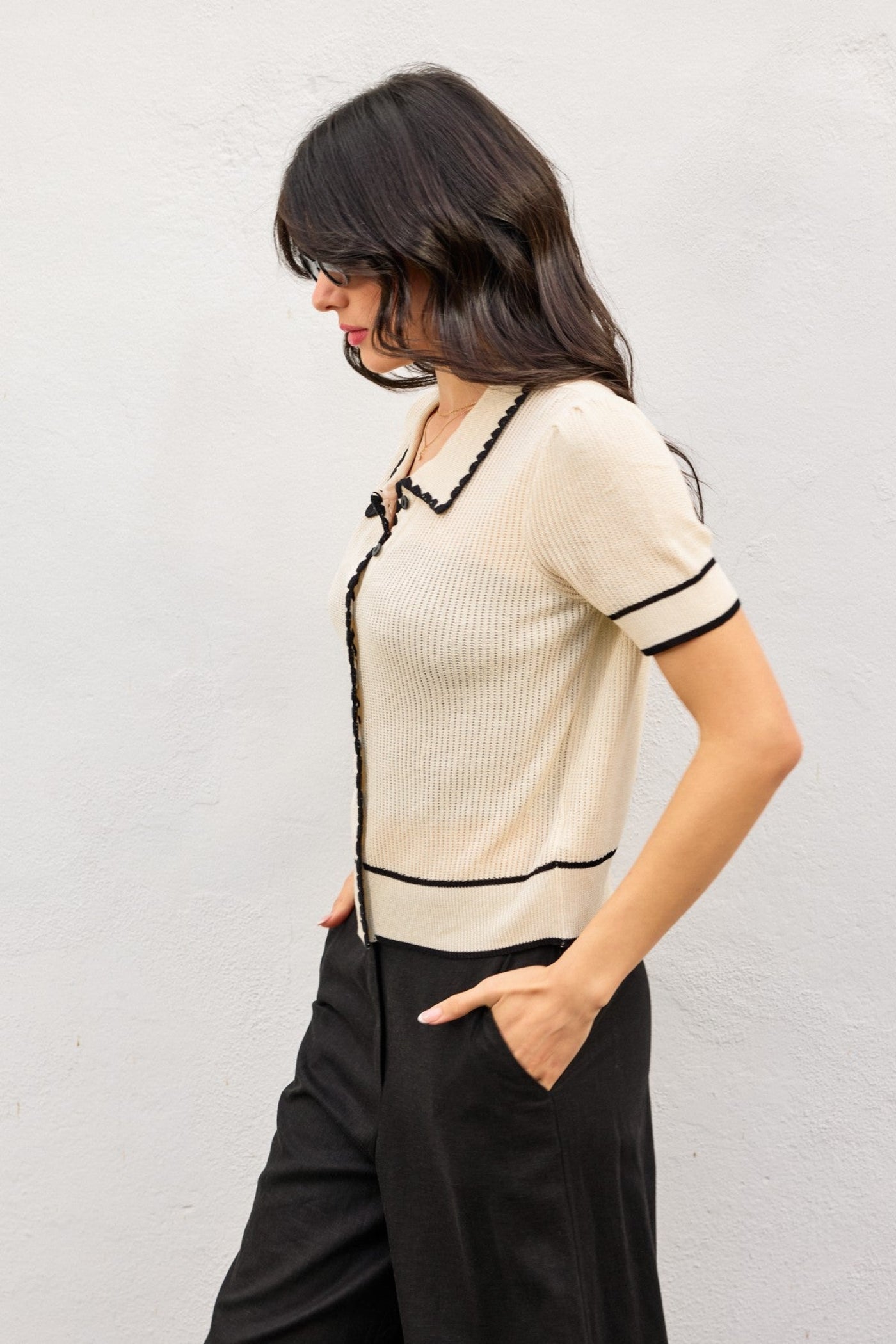 STASSIE CREAM KNIT TOP