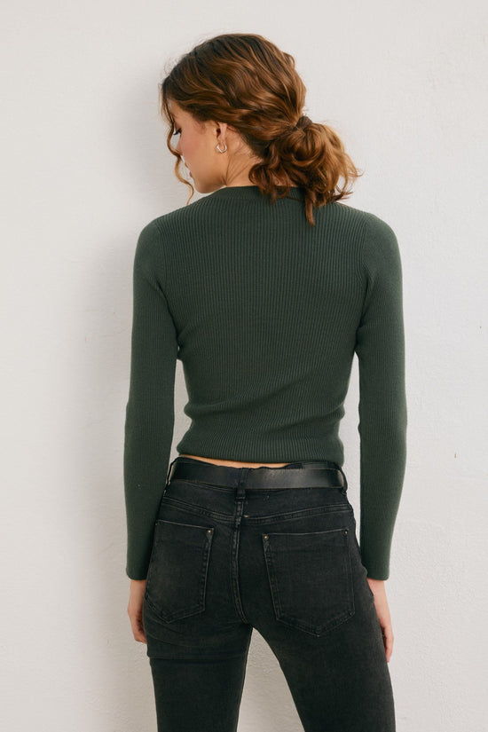 DRESS FORUM CREW NECK LIGHT SWEATER – BLACK, IVORY & PINE