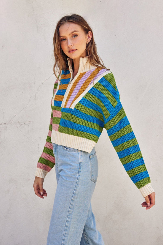CROPPED COLORBLOCK SWEATER