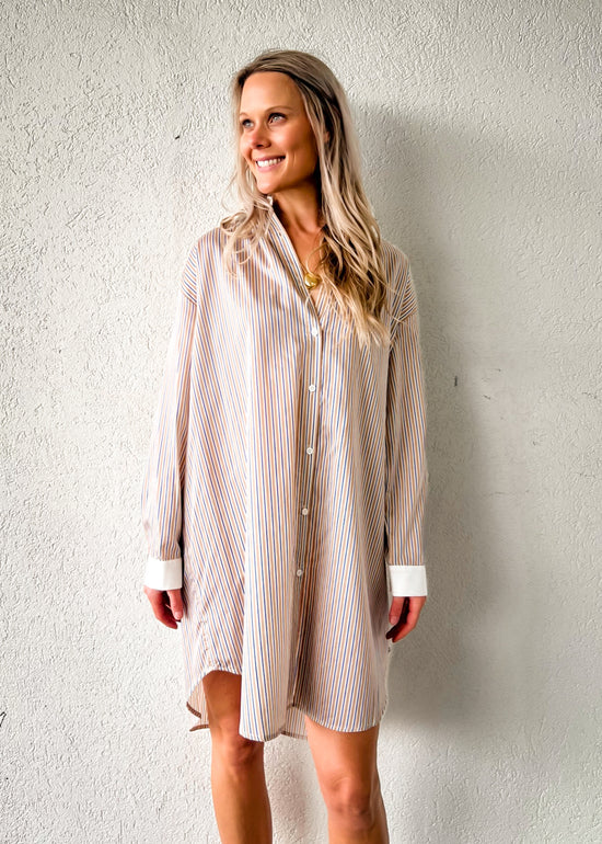 FRNCH LUANE BEIGE DRESS – CHIC SHIRT DRESS WITH A CLASSIC TWIST REVAMP TRENDY 