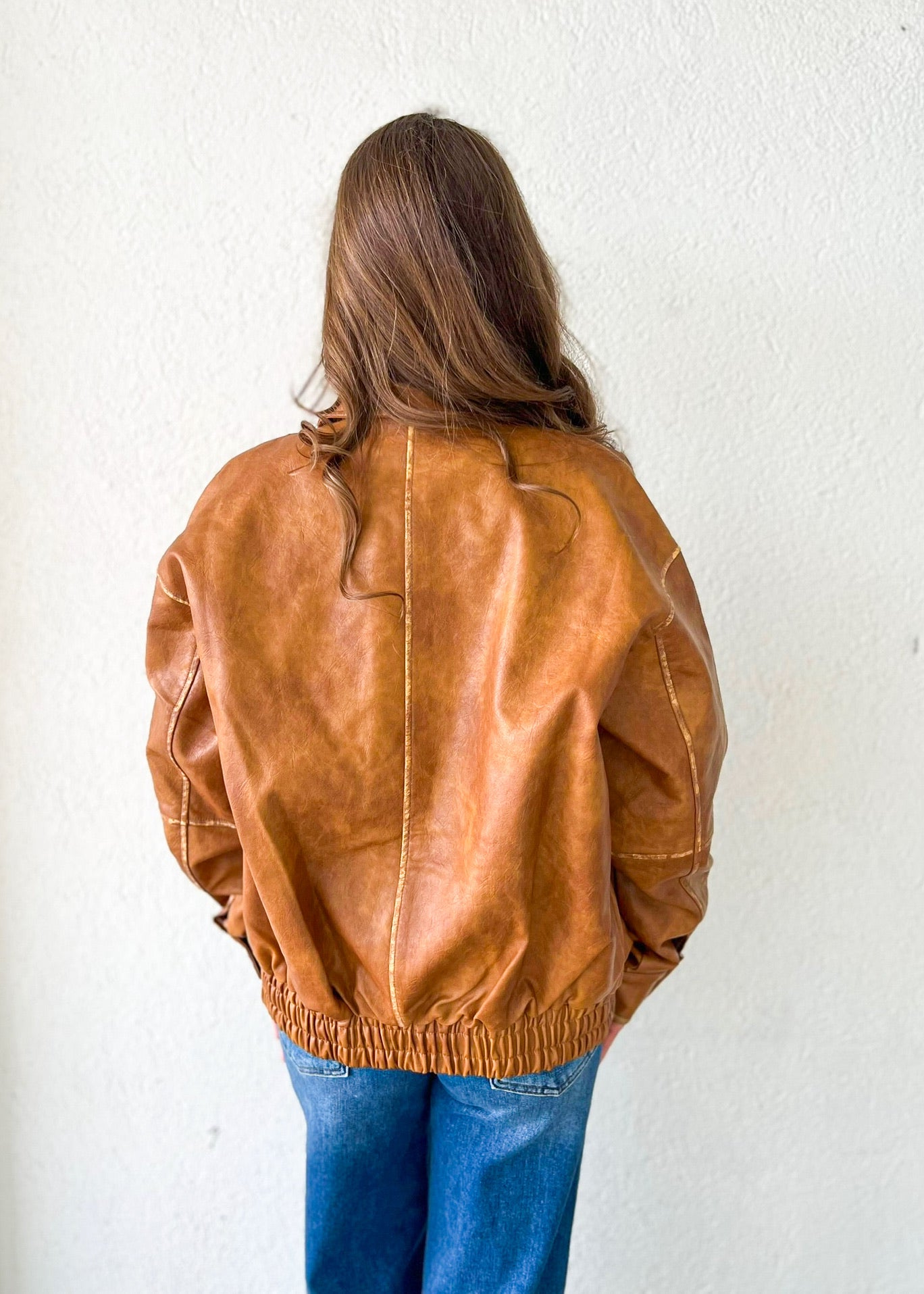 TAN PU LEATHER JACKET