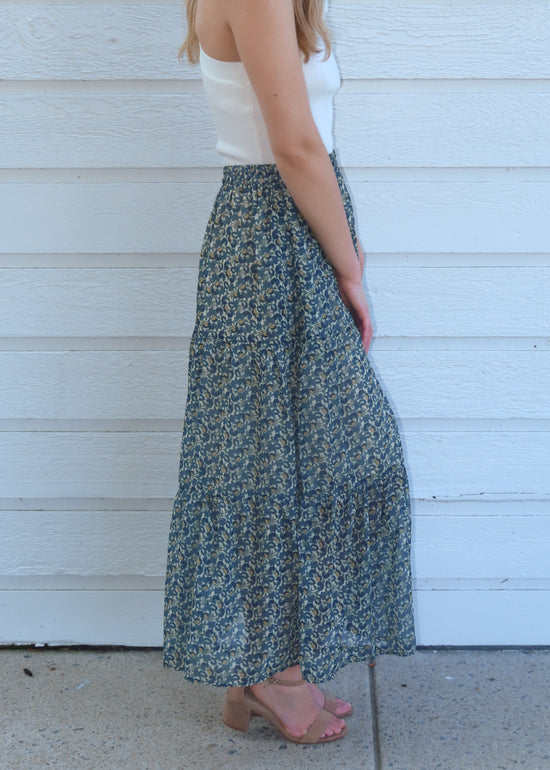 Grade & Gather Tiered Printed Chiffon Maxi Skirt