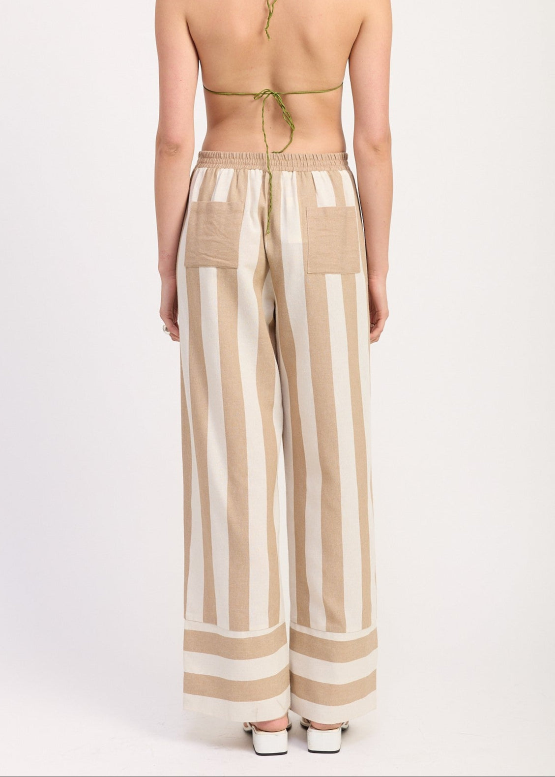 EMORY PARK STRIPED MOCHA STRIPED PANTS CHIC BEACH 