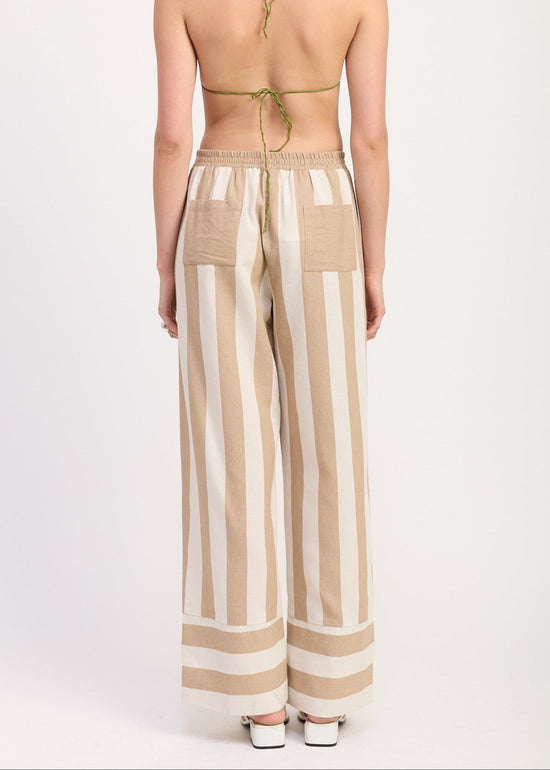 EMORY PARK STRIPED MOCHA STRIPED PANTS CHIC BEACH 