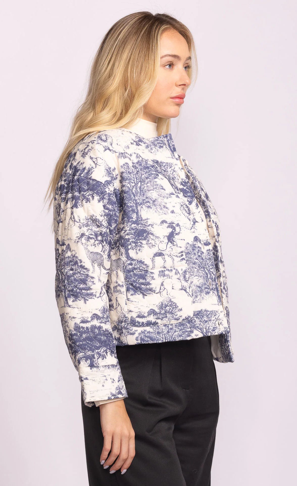 PINK MARTINI TOULON BLUE TOILE DE JOUY QUILTED JACKET