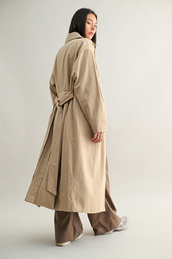 MABLE LONG BUTTON DOWN TRENCH COAT – KHAKI
