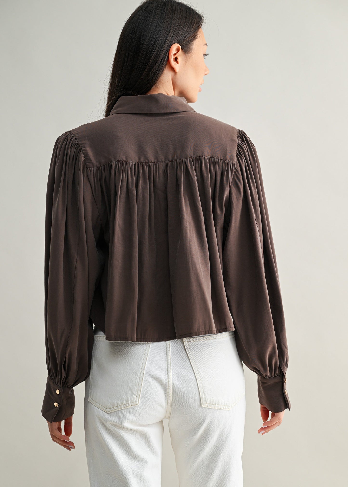 BROWN BUTTON DOWN TOP