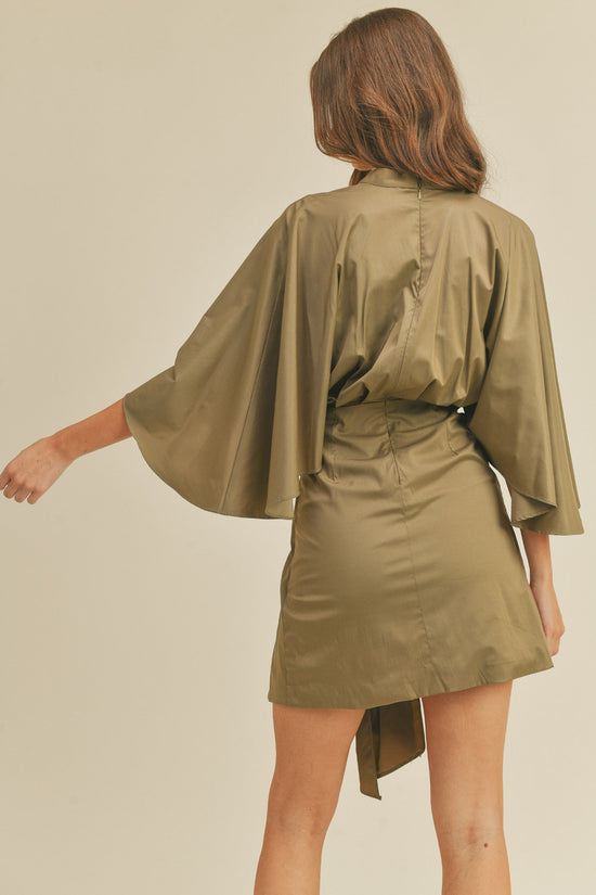 MABLE THE SATIN FRONT DRAPED MINI DRESS – A LUXE, PLEATED SILHOUETTE WITH A FLATTERING DEEP V-NECKLINE