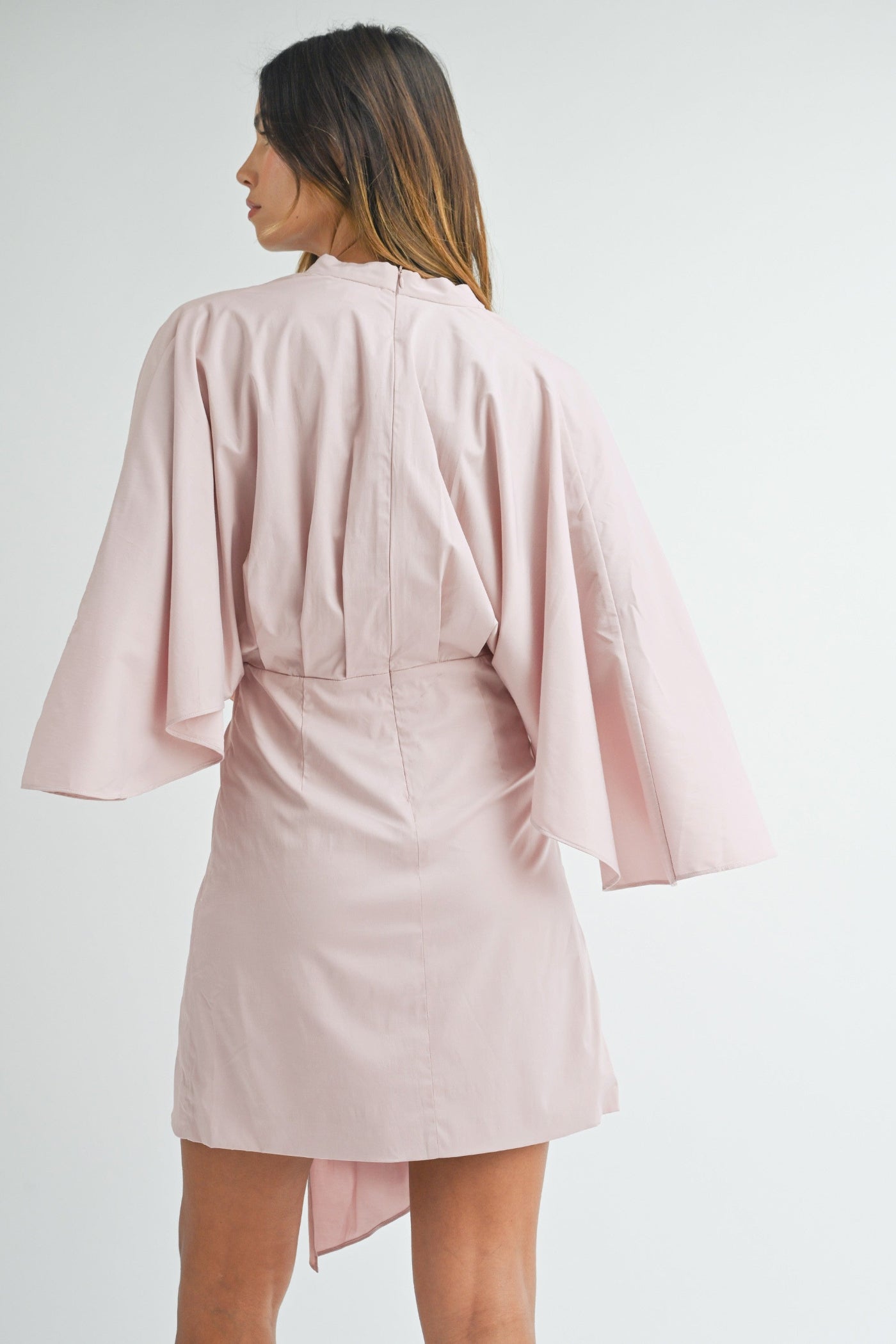 MABLE THE SATIN FRONT DRAPED MINI DRESS – A LUXE, PLEATED SILHOUETTE WITH A FLATTERING DEEP V-NECKLINE
