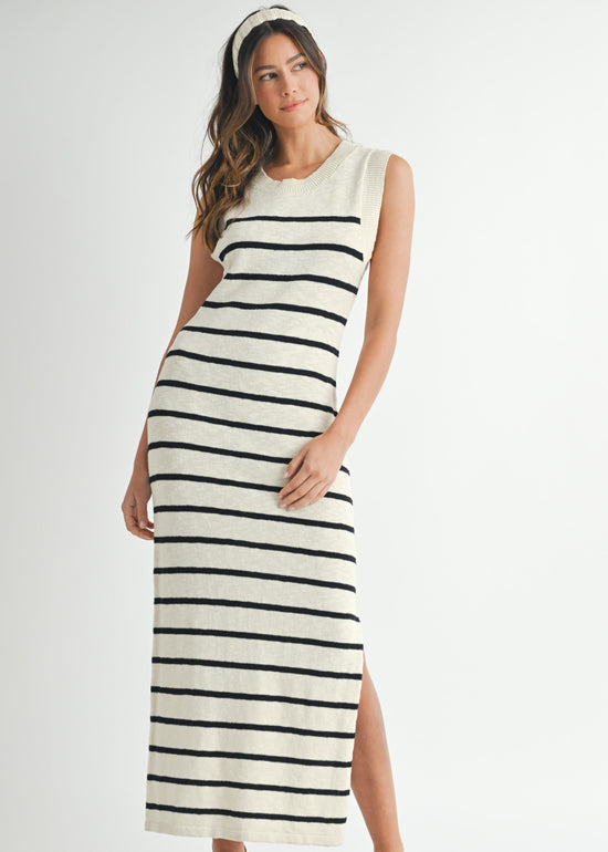 JESSICA STRIPED SWEATER MIDI DRESS