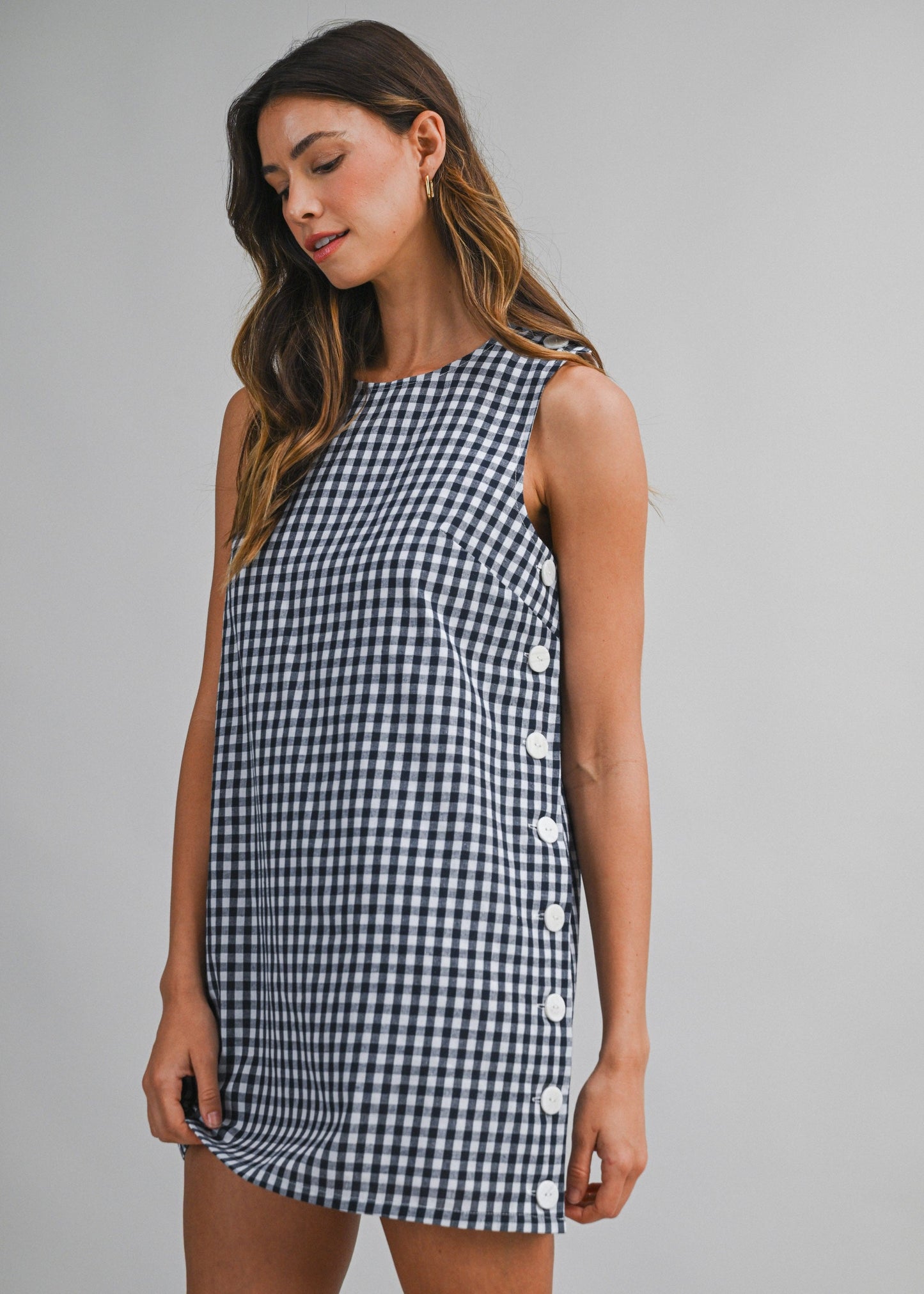 MINI NAVY GINGHAM DRESS