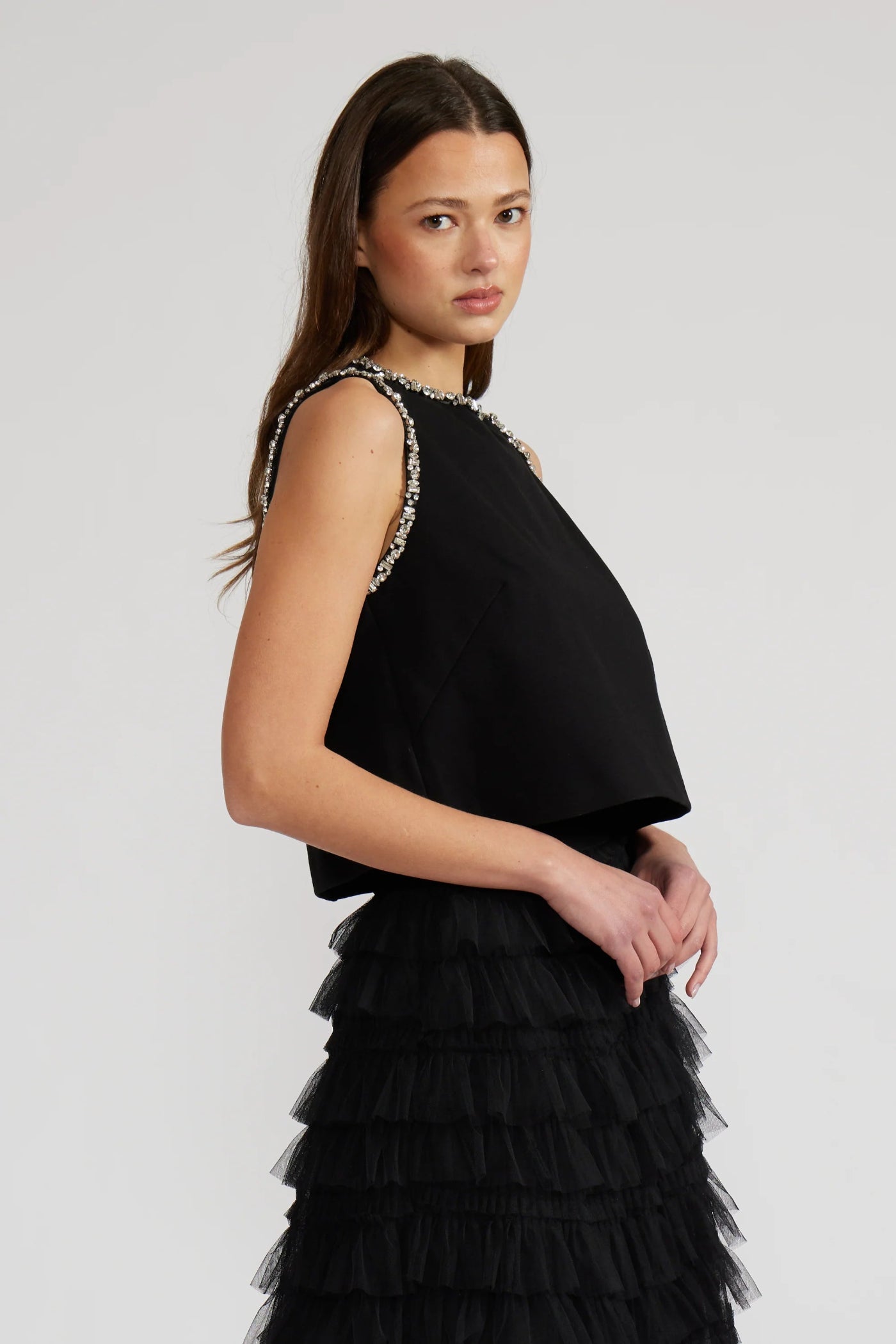 HOLIDAY BLACK SLEEVELESS TOP