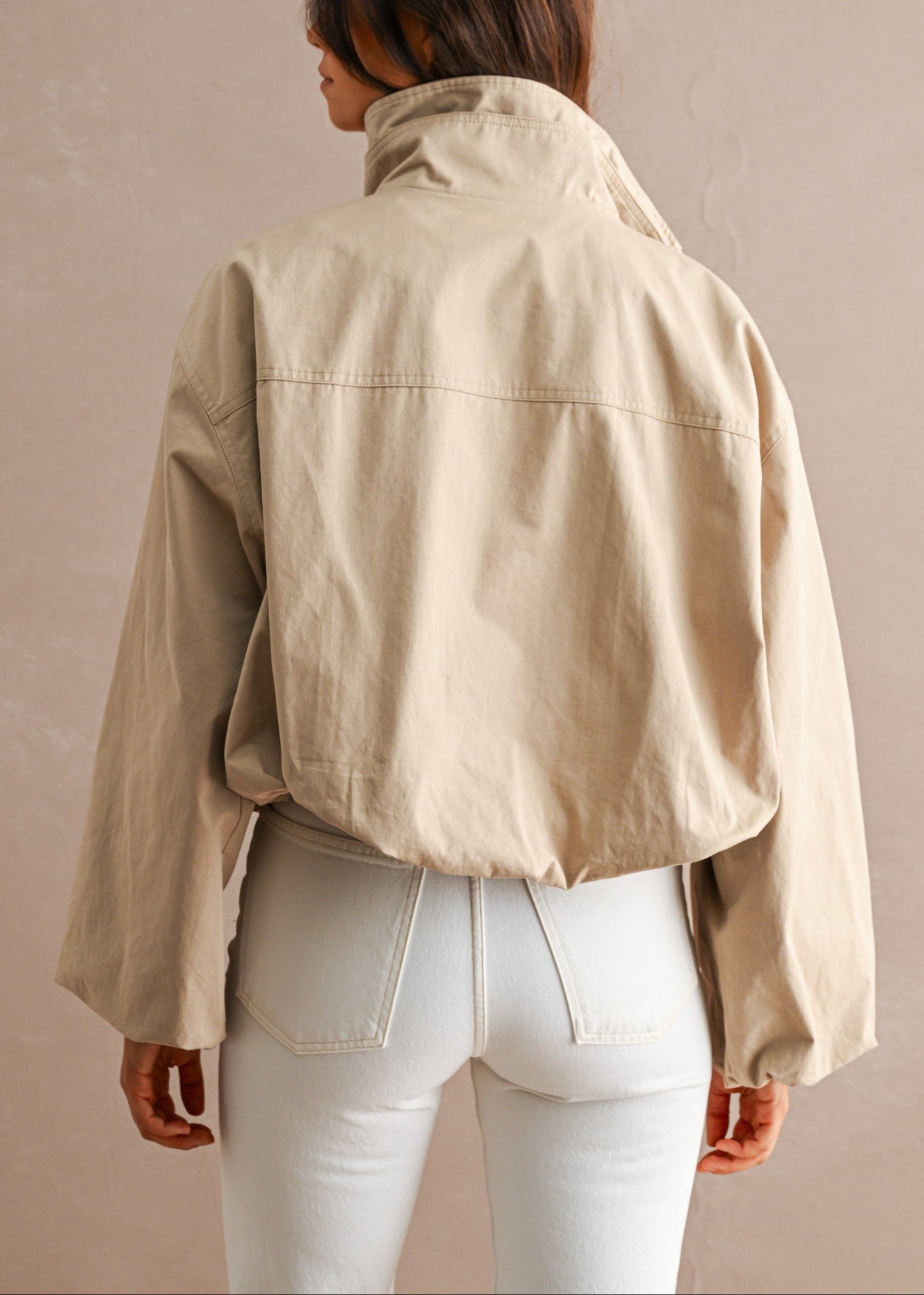 TAUPE BUBBLE HEM CROPPED JACKET