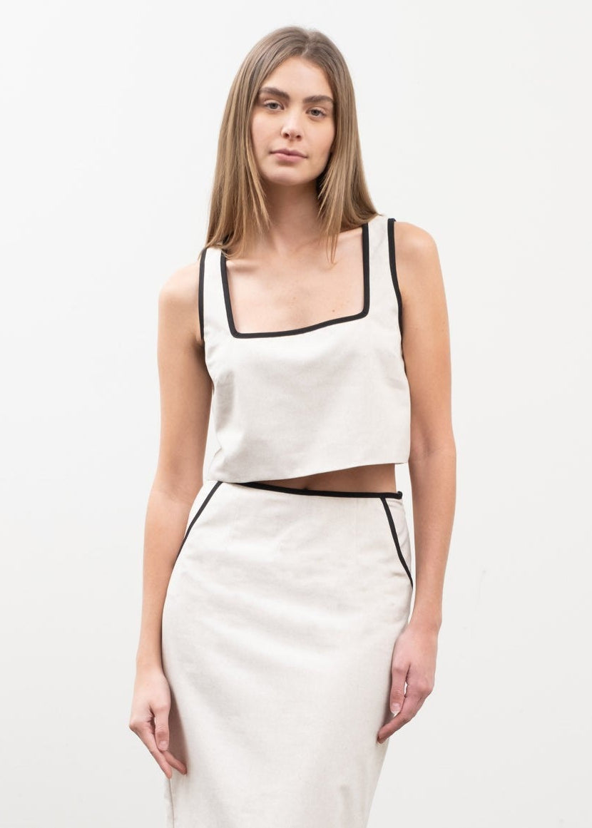 OLIVIA CONTRAST TRIM TOP