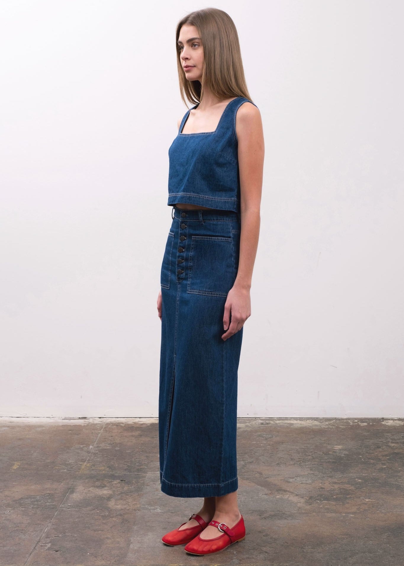 MARCY DENIM SLEEVELESS TOP