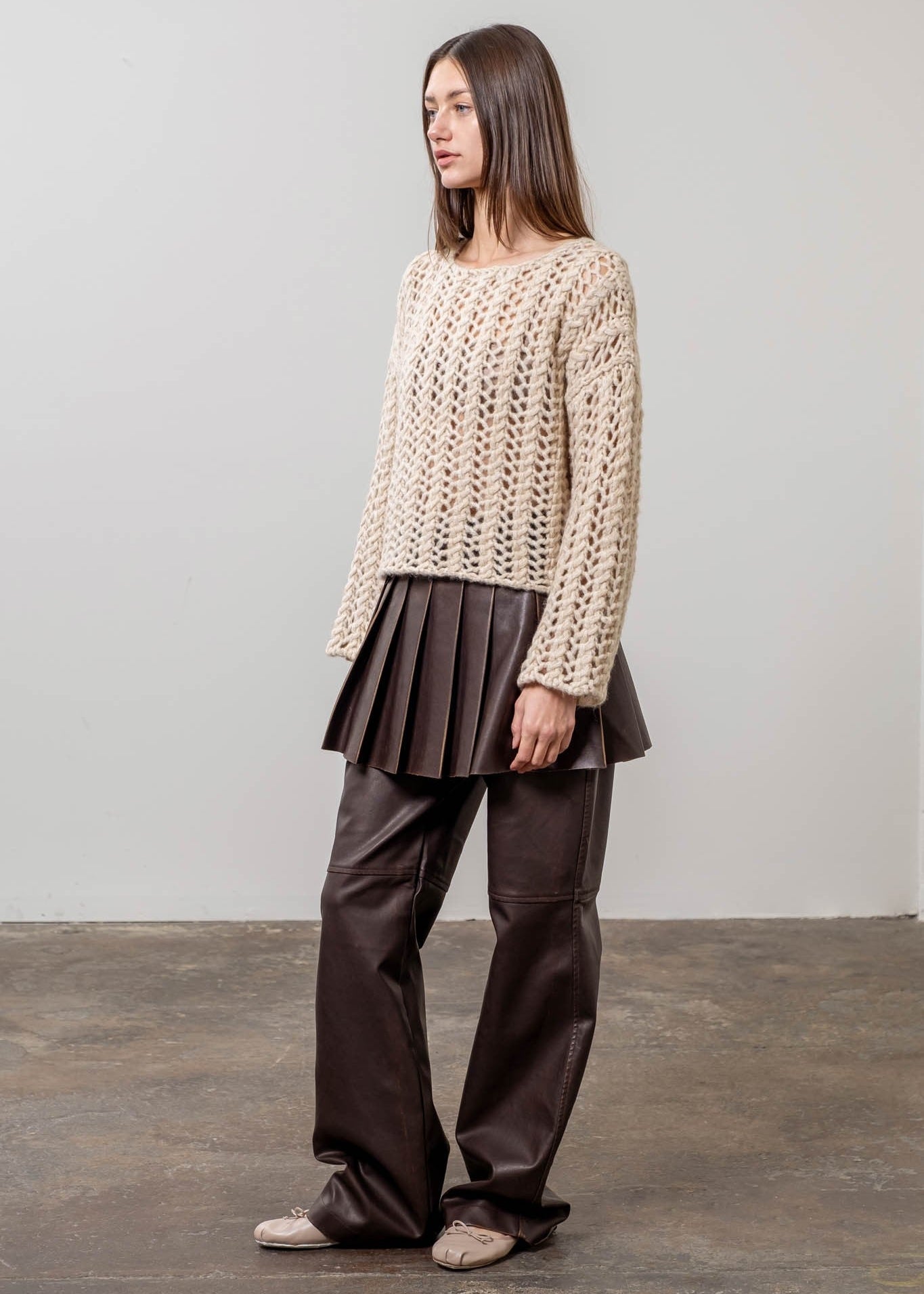 OATMEAL CROCHET SWEATER