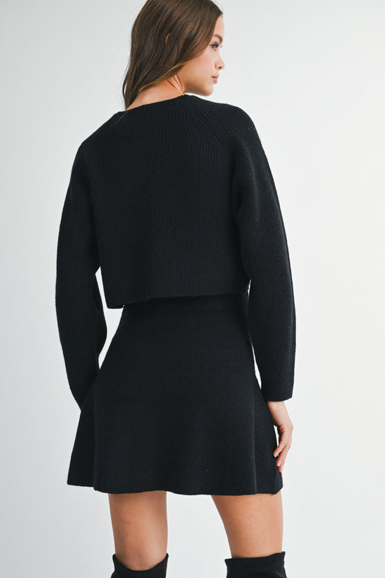 MABLE BLACK LONG SLEEVE RIBBED SWEATER KNIT TOP
