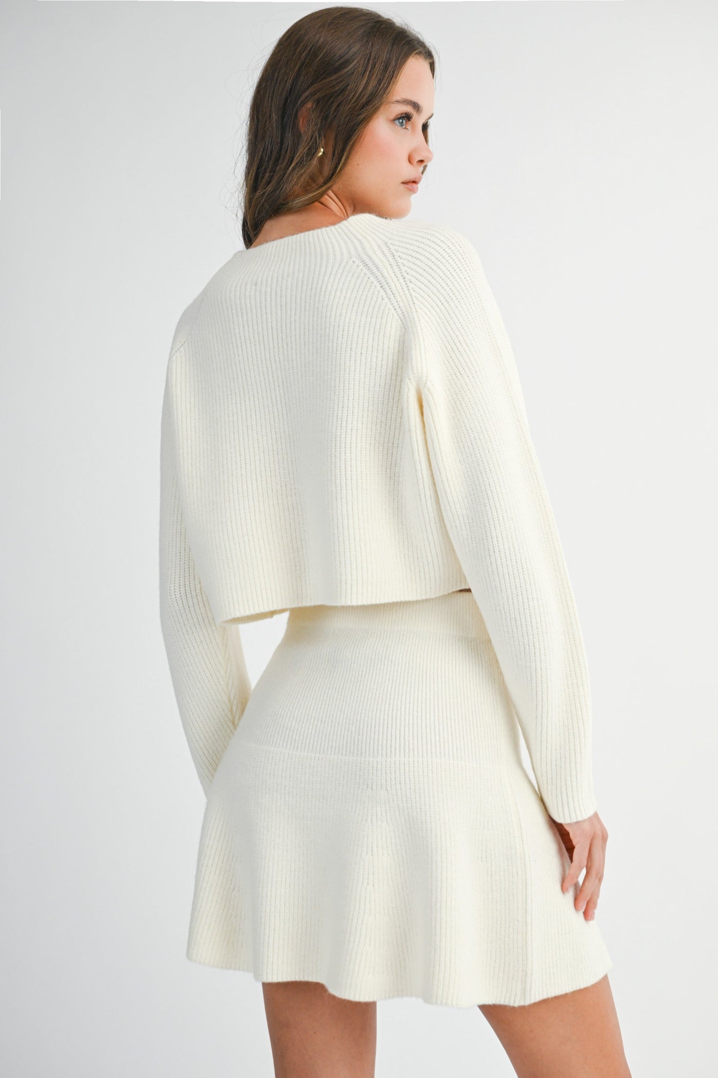 MABLE CREAM LONG SLEEVE RIBBED SWEATER KNIT TOP