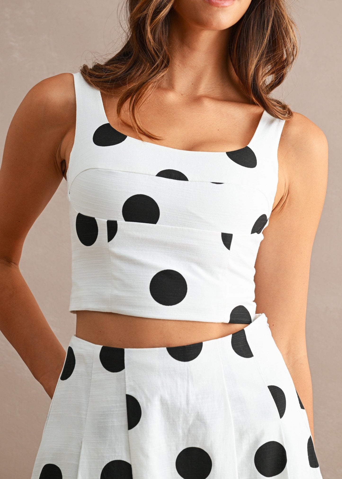POLKA DOT SQUARE NECK CROP TOP