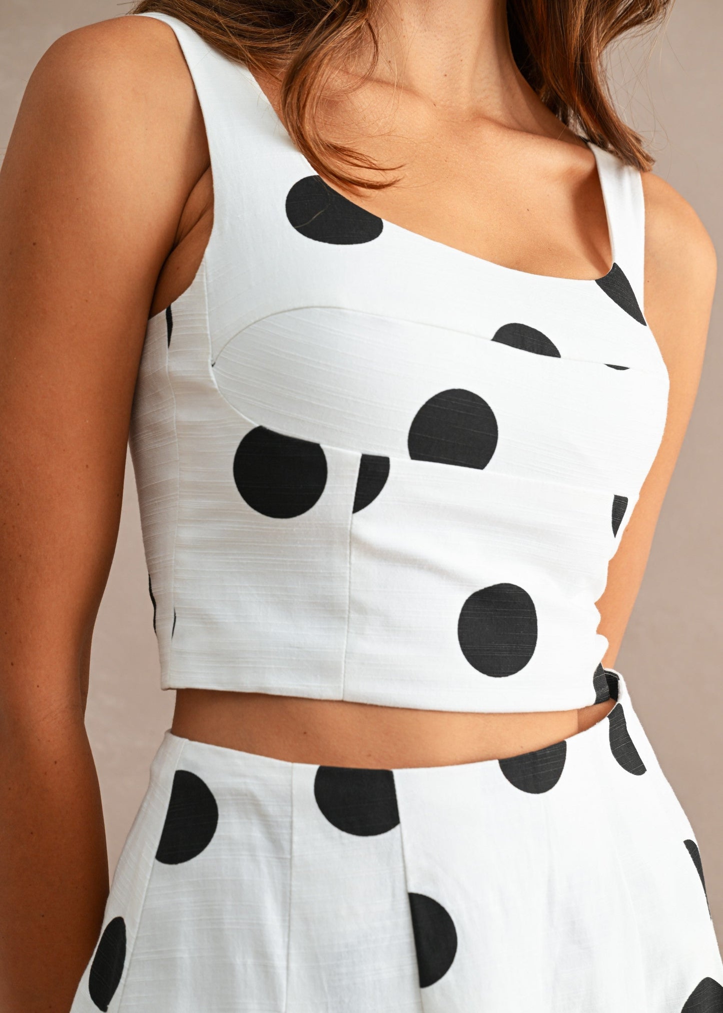 POLKA DOT SQUARE NECK CROP TOP