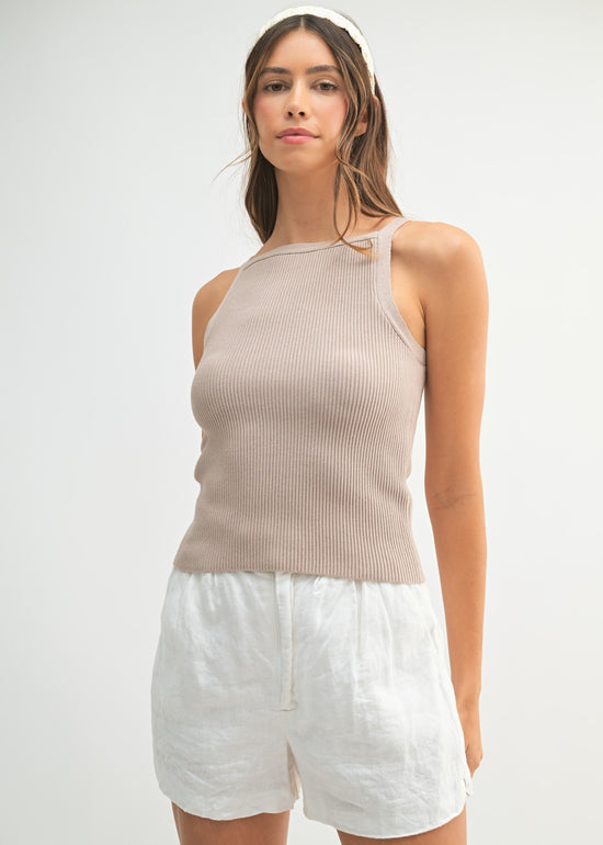 EMMA RIBBED KNIT HIGH NECK TOP