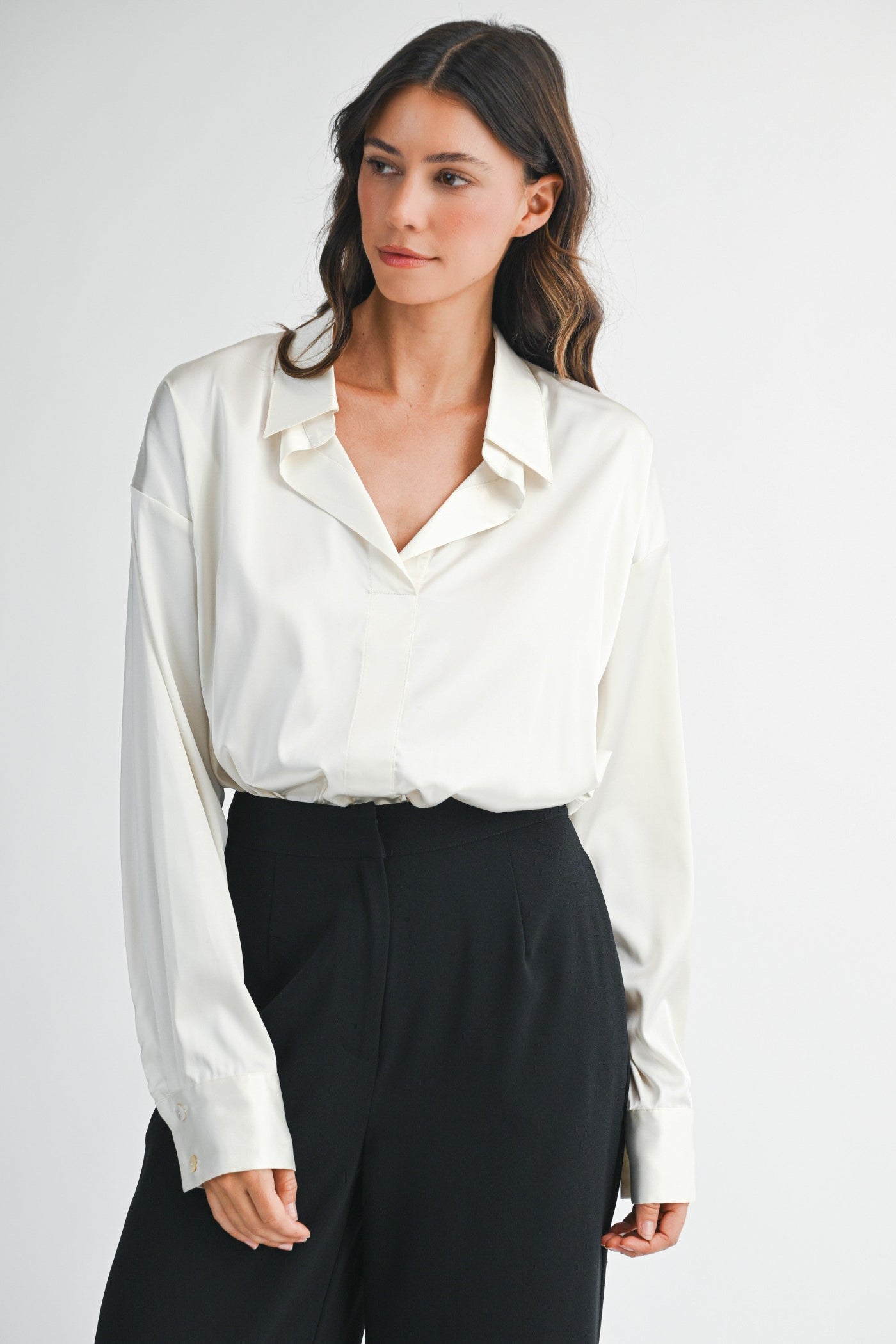 SATIN COLLAR BODYSUIT TOP