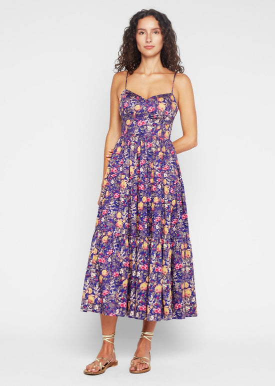 FLORA INDIGO FLORAL MAXI DRESS