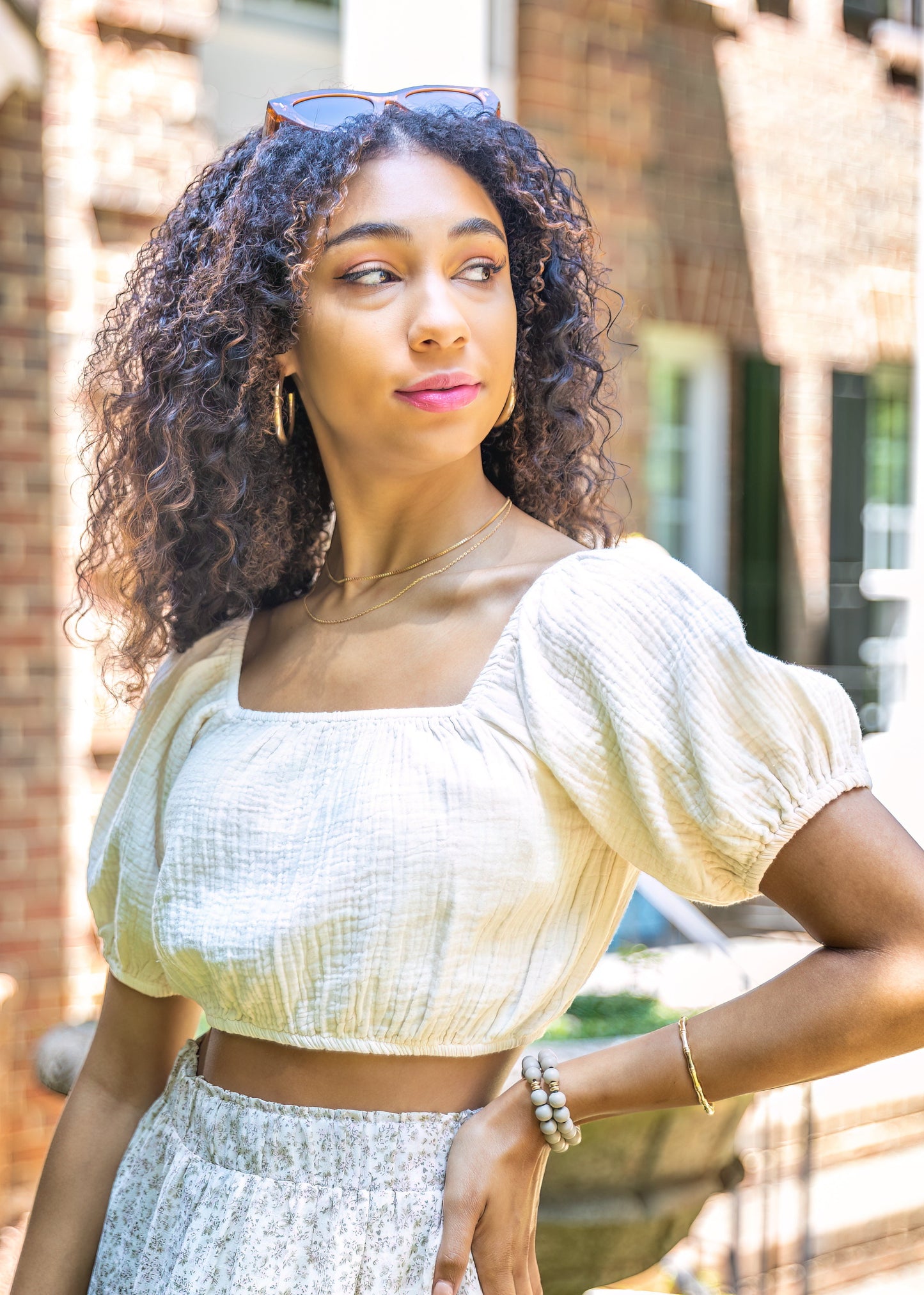 SHORT SLEEVE WAFFLE CROP TOP