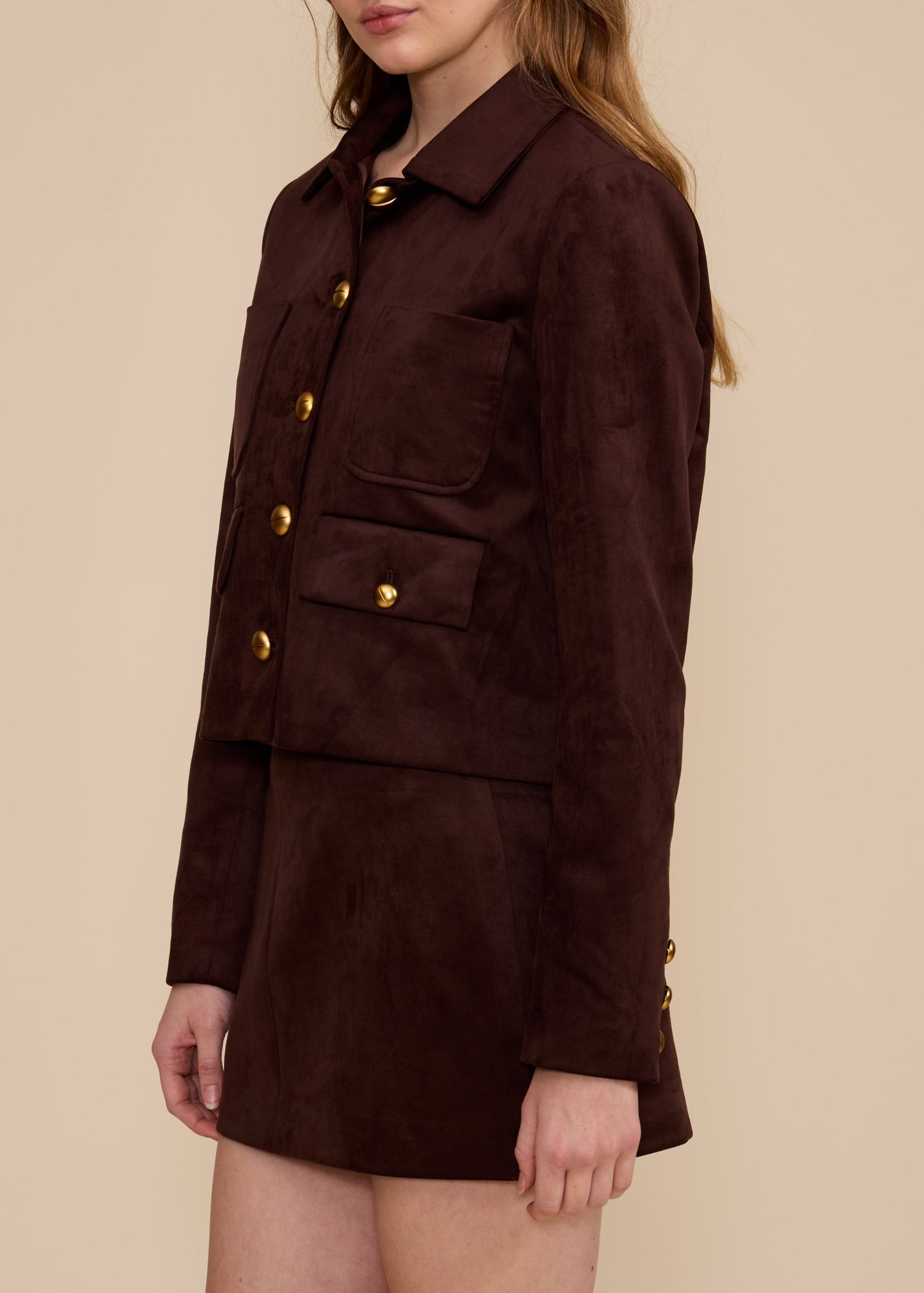 BROWN FAUX SUEDE JACKET
