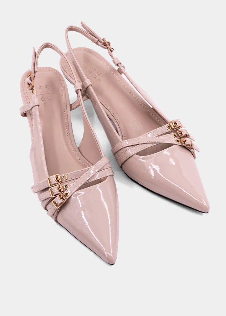 SHU SHOP NADJA SLINGBACK – NUDE FAUX PATENT