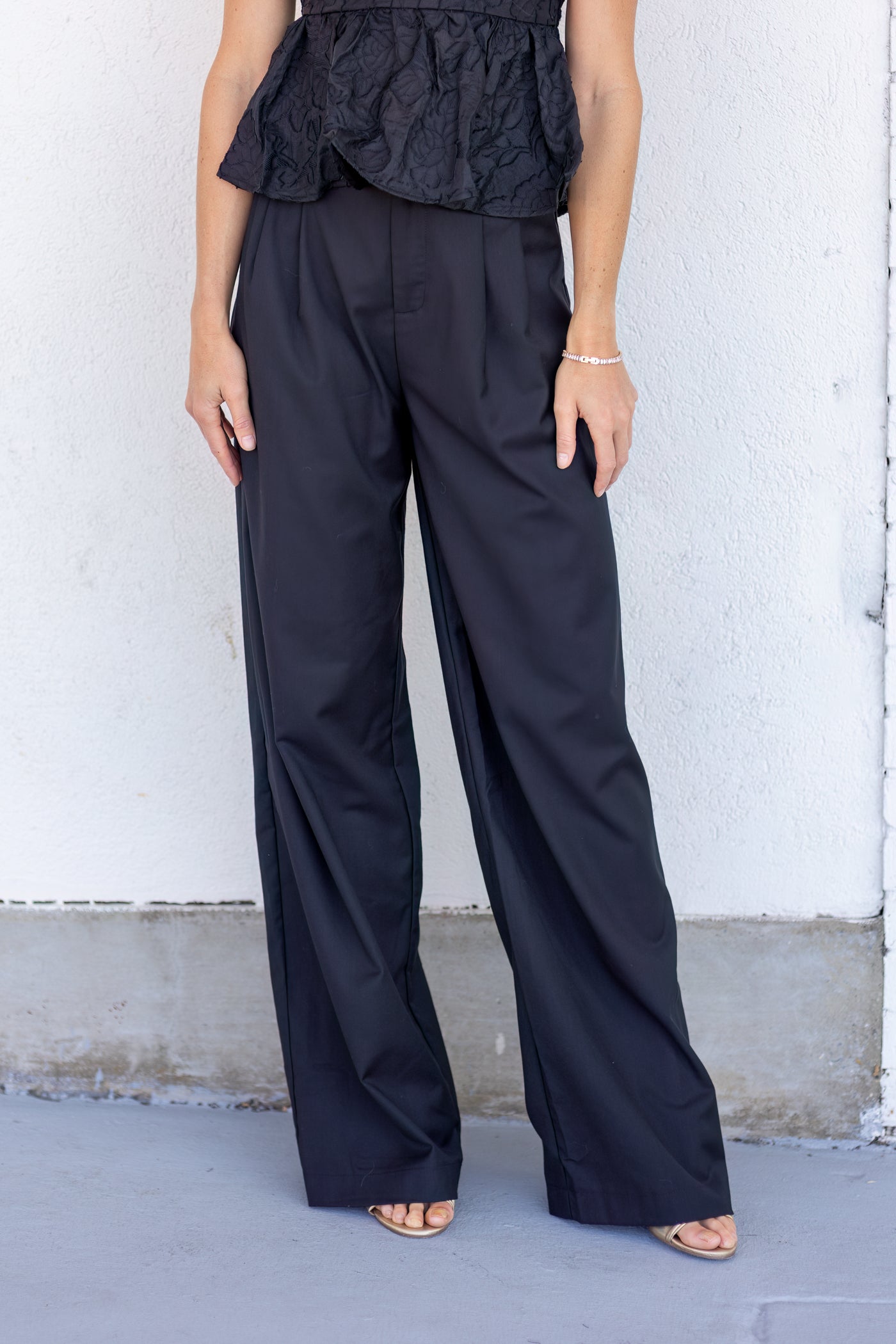 wide leg black dress pants